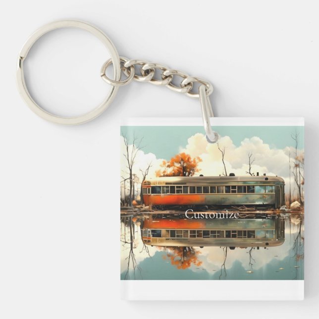 Vintage Caravan Trailer RV Thunder_Cove Key Ring (Front)