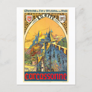 Vintage Carcassonne Travel Poster Postcard