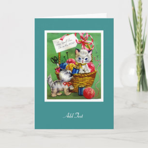 Vintage Card Get Well Soon Two Kittens