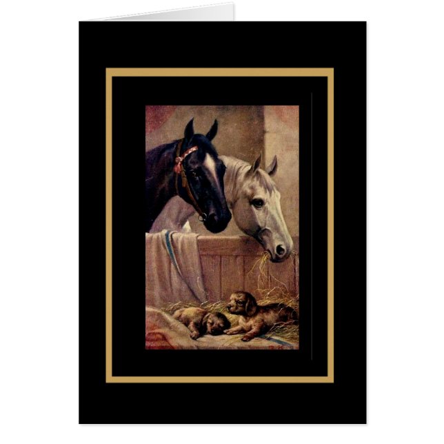 Vintage Card Horses Dogs (Front)