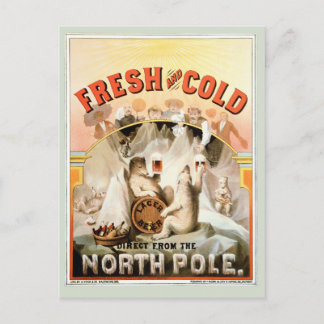 Vintage Card, Lager Beer Polar Bears, North Pole Postcard