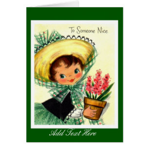 Vintage Card Little Girl "To Someone Nice"
