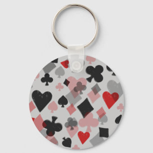 Vintage Card Suit Collage - Red & Black Key Ring