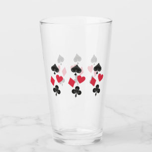 Vintage card suits, diamond, heart, clubs, spades glass