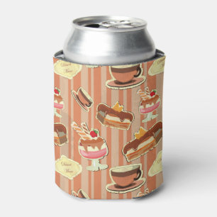 Vintage Card With A Strawberry Dessert Can Cooler