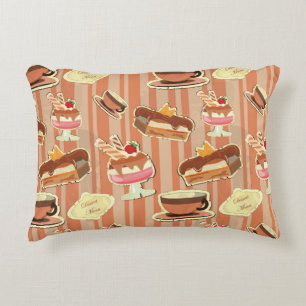 Vintage Card With A Strawberry Dessert Decorative Cushion