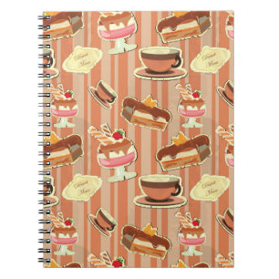 Vintage Card With A Strawberry Dessert Notebook