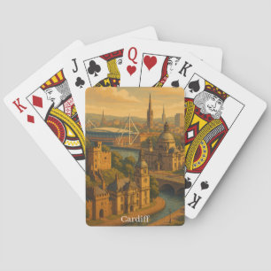 Vintage Cardiff Wales UK Retro Art Playing Cards