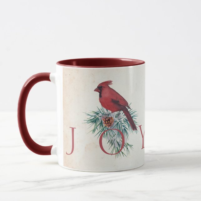 Vintage cardinal custom Christmas Holiday  Mug (Left)
