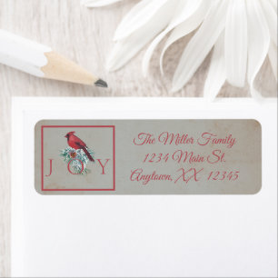 Vintage cardinal custom Christmas Holiday  Return Address Label
