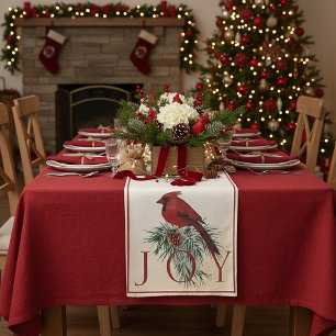 Vintage cardinal custom Christmas Holiday Short Table Runner