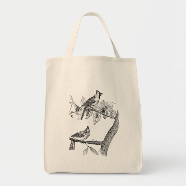 Vintage Cardinal Grosbeak Bird Personalised Birds Tote Bag (Front)