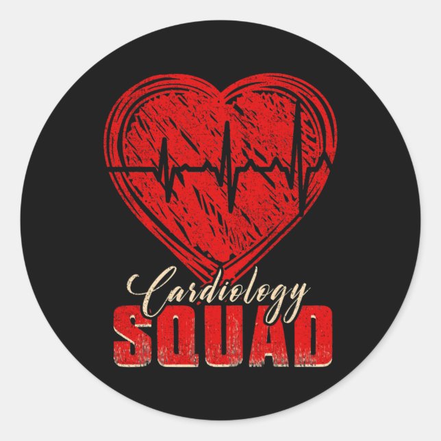 Vintage Cardiology Squad Cardiovascular Classic Round Sticker (Front)