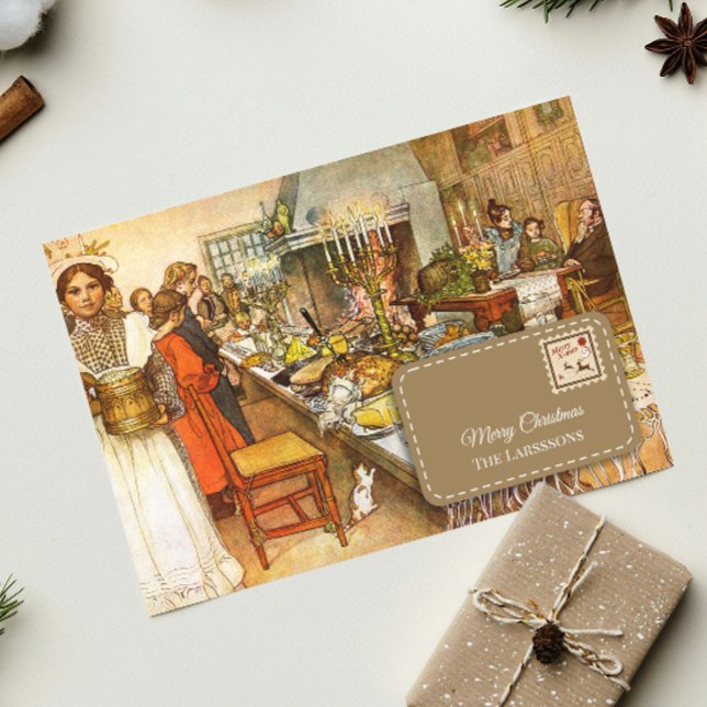 Vintage Carl Larsson Personalizable Christmas Eve Holiday Card (Creator Uploaded)