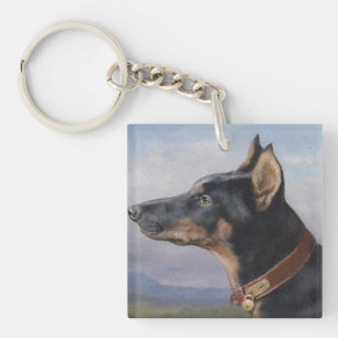 Vintage Carl Reichert Portrait of a Doberman    Key Ring