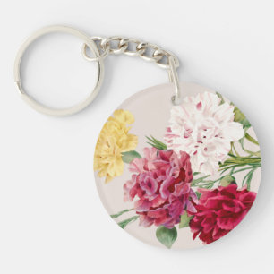 Vintage Carnation Floral illustration Key Ring