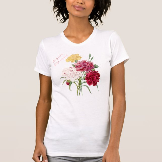Vintage Carnation Floral illustration T-Shirt (Front)