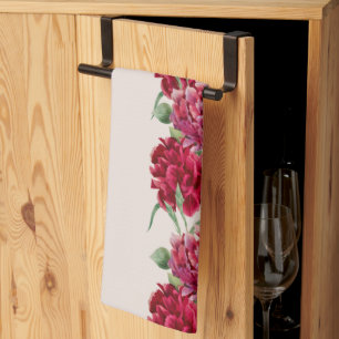 Vintage Carnation Floral illustration Tea Towel