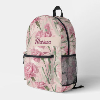 Vintage Carnation Flower In Pink Pattern No4 Printed Backpack