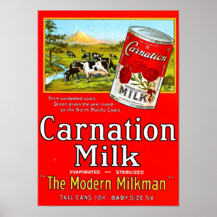 Vintage Carnation Milk Retro Poster