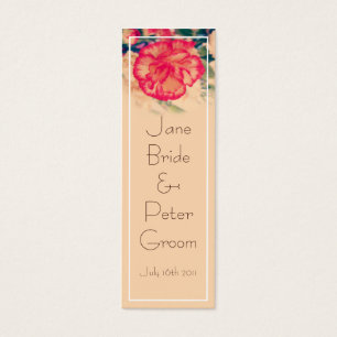 Vintage Carnation Wedding, souvenir bookmark cards