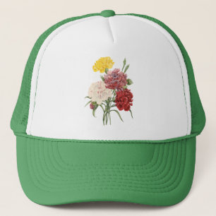 Vintage Carnations Dianthus Garden Flowers Redoute Trucker Hat