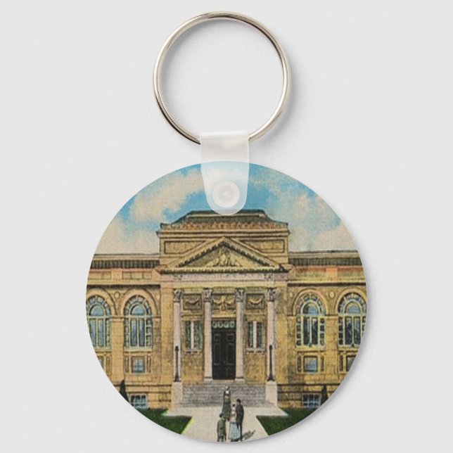 Vintage Carnegie Library Anniston Alabama  Key Ring (Front)