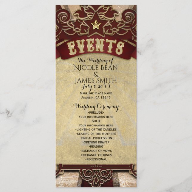Vintage Carnival Circus Wedding Events Program (Front)