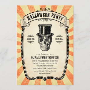 Vintage Carnival Show Halloween Invitations