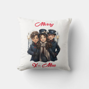 🎅🏼🎄 Vintage Carolers Christmas Pillow 🎼❄️
