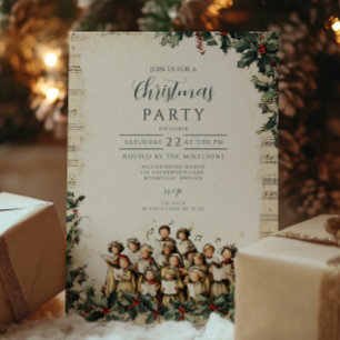 Vintage Carolers Merry Christmas Invitation