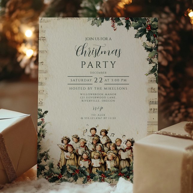 Vintage Carolers Merry Christmas Invitation (Creator Uploaded)