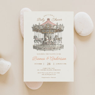 Vintage Carousel Baby Shower Invite 2
