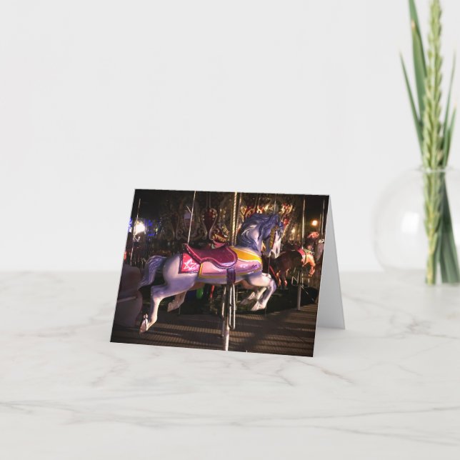 Vintage Carousel Galloping Horse  Note Card (Front)