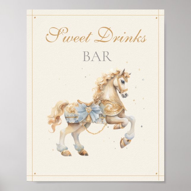 Vintage Carousel Horse Drinks Bar Poster (Front)