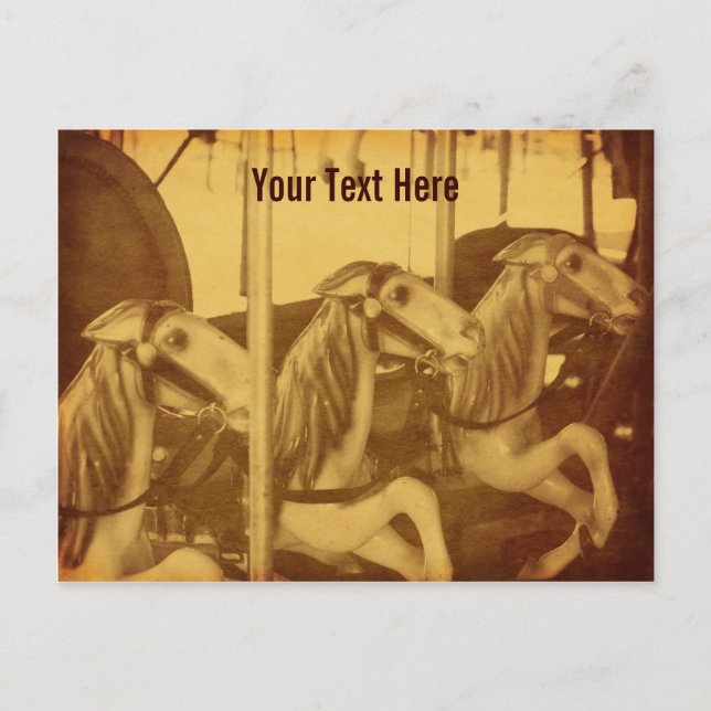 Vintage Carousel Horses Customisable Postcard (Front)