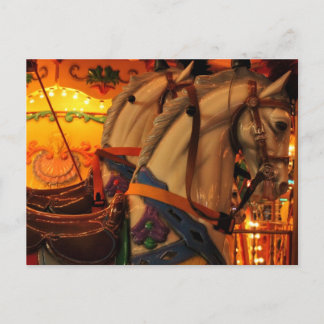 Vintage Carousel Horses Postcard