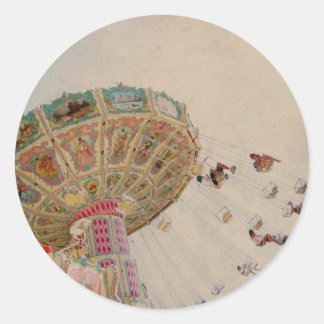 Vintage carousel in Paris Classic Round Sticker