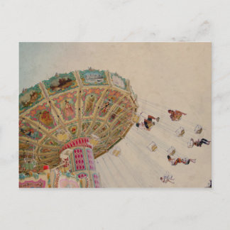 Vintage carousel in Paris Postcard
