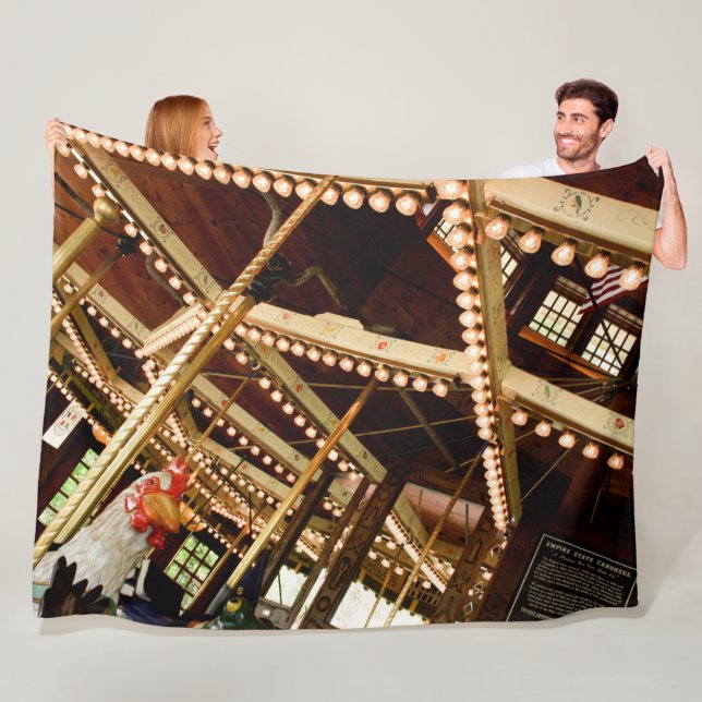 Vintage Carousel Rooster Fleece Blanket (In Situ)