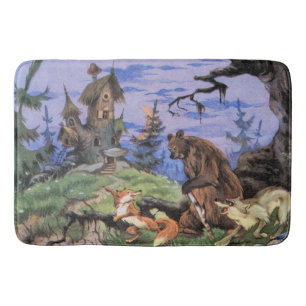 Vintage carpet in the style of a fairy tale in the bath mat