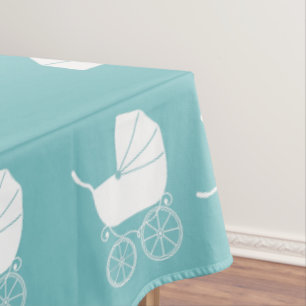 Vintage Carriage Baby Shower Cute Blue Boy Tablecloth