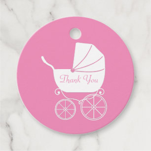 Vintage Carriage Baby Shower Cute Pink Girl Favour Tags