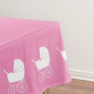 Vintage Carriage Baby Shower Cute Pink Girl Tablecloth