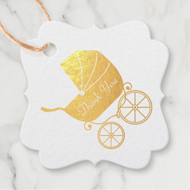 Vintage Carriage Baby Shower Favour Tags (Front)