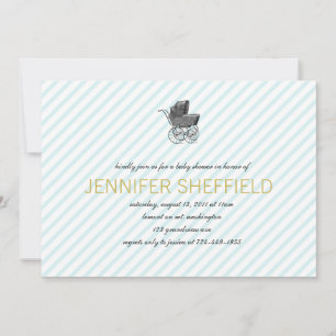 Vintage Carriage - Boy -Baby Shower Invitation