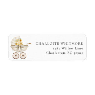 Vintage Carriage Neutral Floral Return Address Label