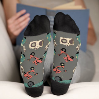 Vintage cars and cameras socks