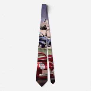 Vintage Cars, Classic Sedans Road Trip on Freeway Tie