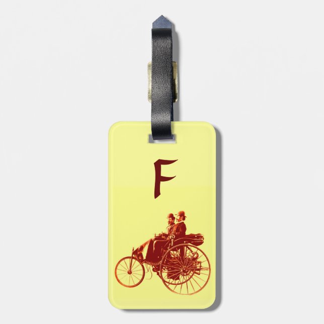Vintage Cars Gathering Monogram Luggage Tag (Back Vertical)